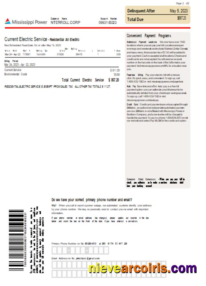 Mississippi Power utility business bill, page 2
